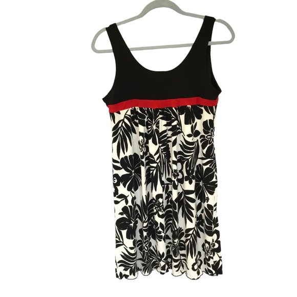 Enfocus Studio Dresses & Skirts - En Focus Women's Empire Sleeveless Minidress Black White Print Red Ribbon Sz 10